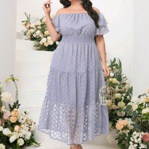 **SOLD**🩷3/$50 Plus Size Lavender Grey Off the Shoulder Dress🩷